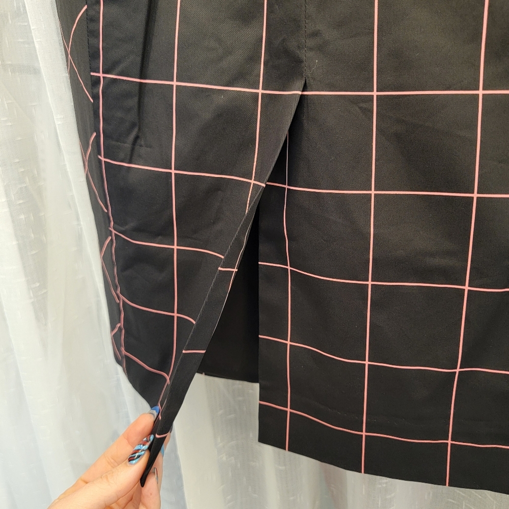 Milly Bias Pencil Skirt Grid Print Black & Pink Size 8 NWT - Picture 5 of 16